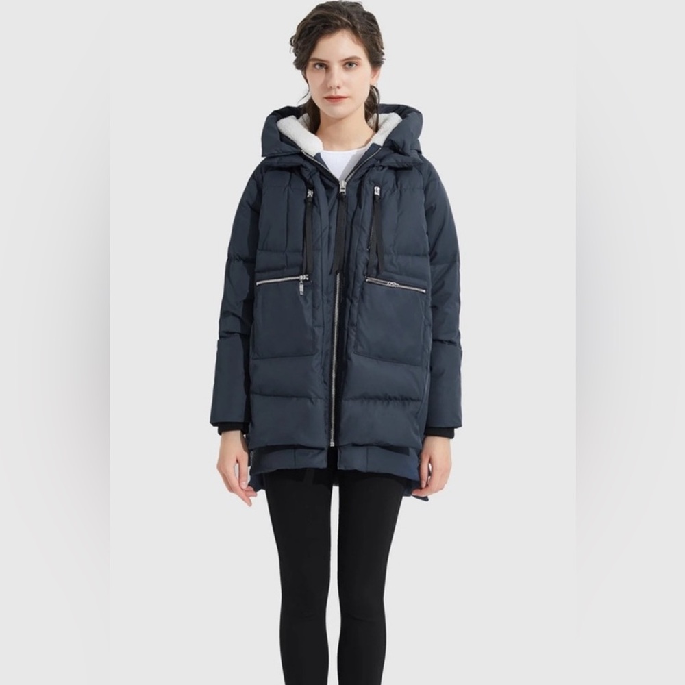 Orolay Navy Hooded Puffer Coat